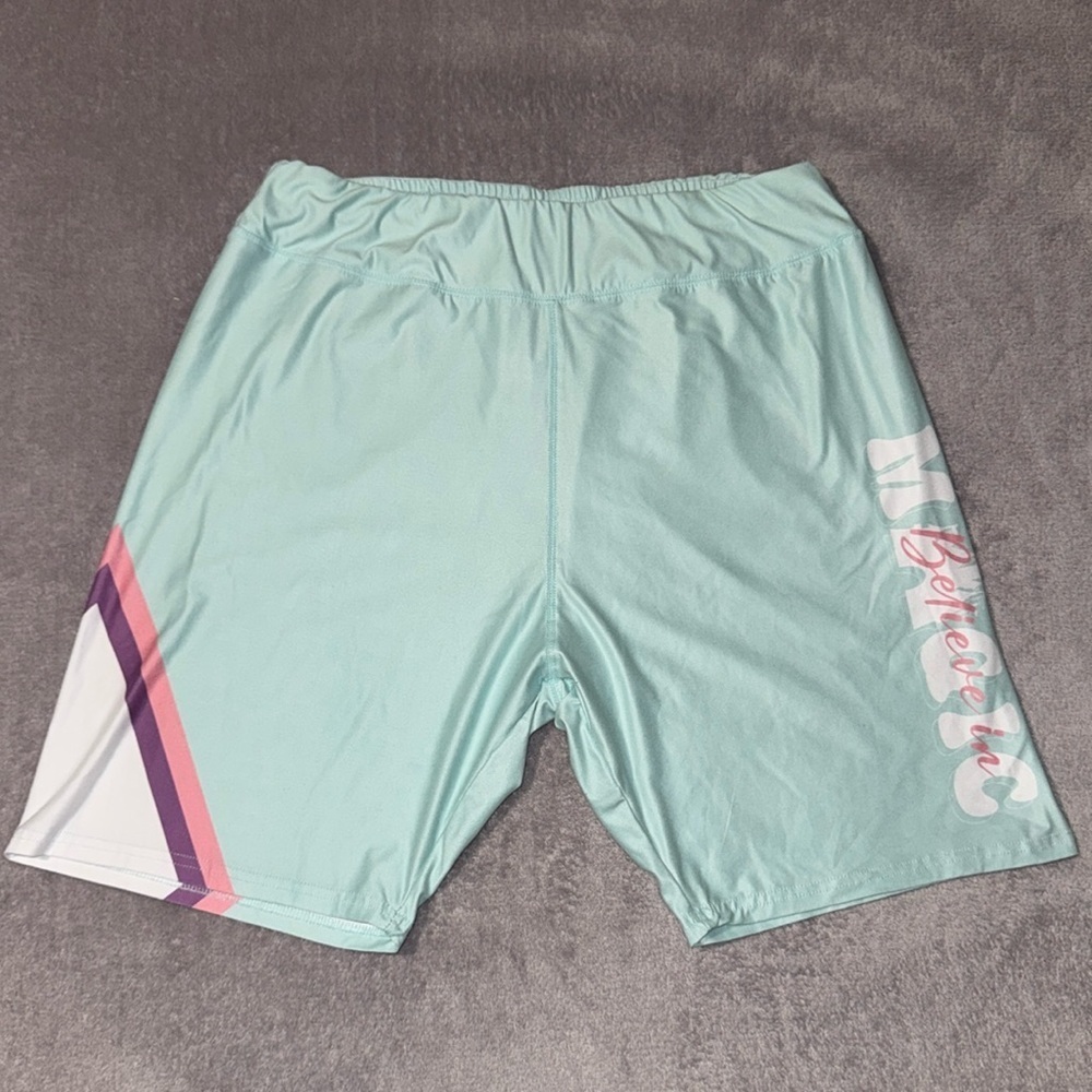 Disney Parks ‘Believe In Magic’ Biker Shorts - Light‎ Green Retro - Size XL